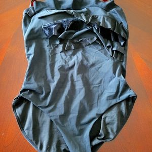 Spanx Black Ruffled One-Piece Bathing Suit